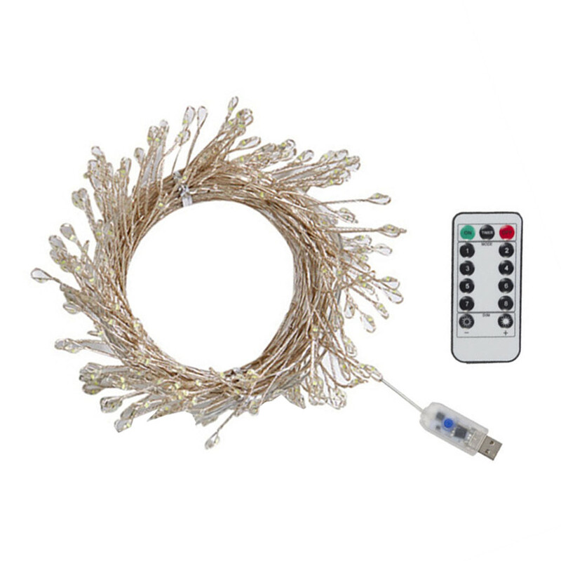 12M 400 LED božićni vijenac sa zvjezdanim jatom Svjetlost s USB napajanjem s daljinskim upravljačem Firecracker Fairy Light Bakrena žica Žaruljice