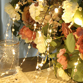 LED svjetleća žica Vilinski biserni vijenac Baterija Napajanje Spavaća soba Dnevni boravak Atmosferska svjetla Božićni ukrasi za svatove