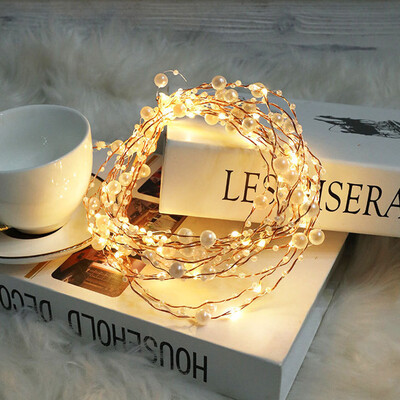 LED svjetleća žica Vilinski biserni vijenac Baterija Napajanje Spavaća soba Dnevni boravak Atmosferska svjetla Božićni ukrasi za svatove