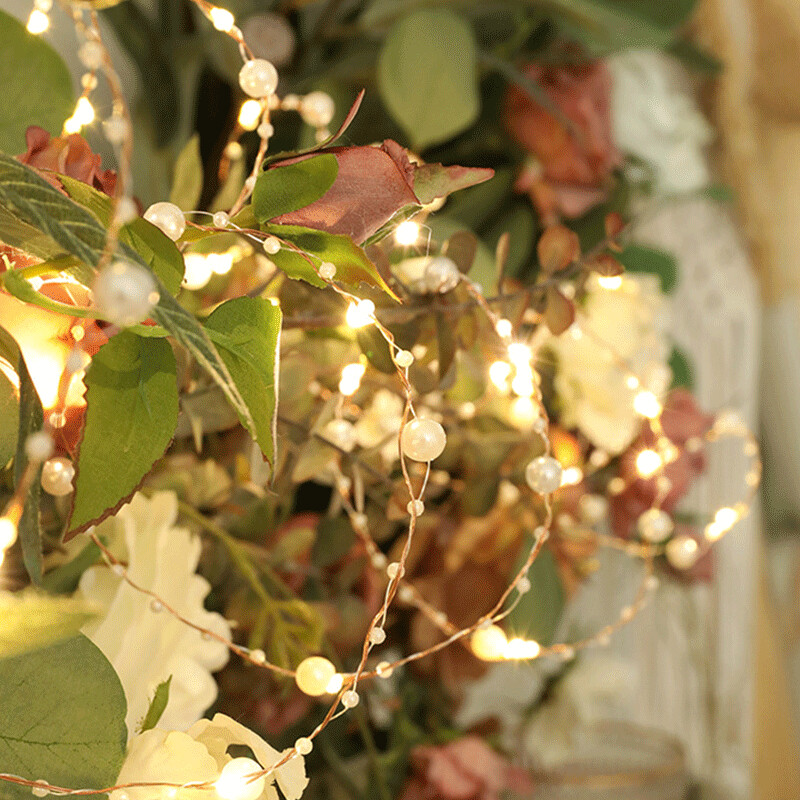 LED svjetleća žica Vilinski biserni vijenac Baterija Napajanje Spavaća soba Dnevni boravak Atmosferska svjetla Božićni ukrasi za svatove