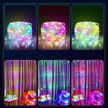 RGB LED Fairy String Lights Dreamcolor USB Χριστουγεννιάτικο Φωτιστικό Bluetooth APP Έξυπνη γιρλάντα Fairy Light Χριστουγεννιάτικο ντεκόρ γάμου