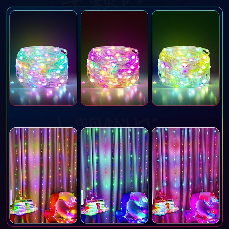 Ghirlande luminoase cu LED RGB Dreamcolor USB Lumină de Crăciun Aplicație Bluetooth Ghirlanda inteligentă Lumină cu zâne Decor petrecere de nuntă de Crăciun