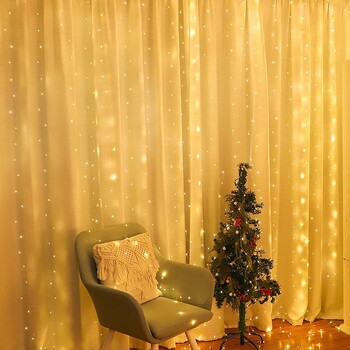 Νεράιδα LED String Light Γιρλάντα USB Remote Curtain Χριστουγεννιάτικα Φωτάκια για Πρωτοχρονιά Διακόσμηση Γάμου Κρεβατοκάμαρας 6M 4M 3M