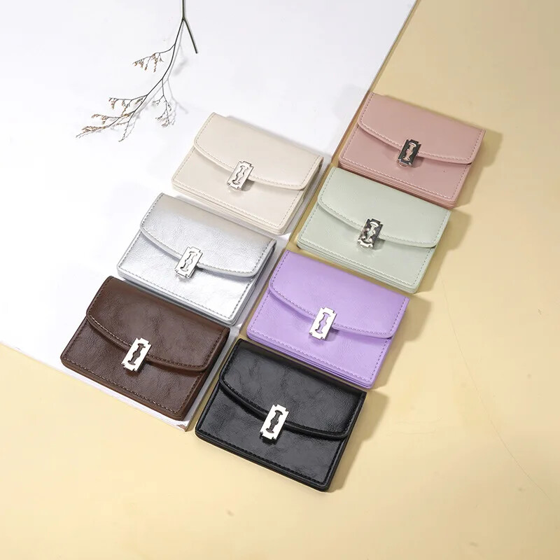 2024 m. Naujo „Nichedesign“ prekės ženklo moteriška piniginė klasikinė paprasta monetų piniginė, daugiaspalvė korėjietiško stiliaus užsegama sagtimi