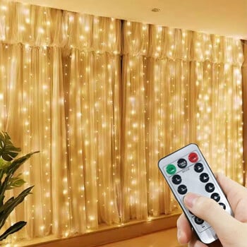 8 Mode Remote USB Festoon LED String Light Χριστουγεννιάτικο Φωτιστικό κουρτίνας Νεράιδας Γιρλάντα Διακοσμητικό Πρωτοχρονιάτικο Φωτιστικό Εορτών στο σπίτι