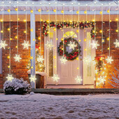 Lumini pentru fulgi de zăpadă de Crăciun Cortina luminoasă Cascada Decorație în aer liber 5M Droop Fairy Led Lumini pentru petrecere în grădină de vacanță