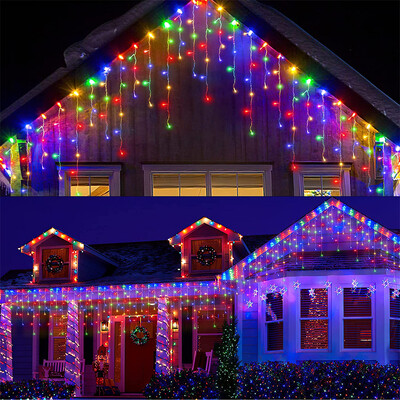 LED kardina jääpurika stringi valgusti 220V 5m 96 LED jõuluvaniku LED Faiy Xmas peo aialava välidekoratiivvalgusti