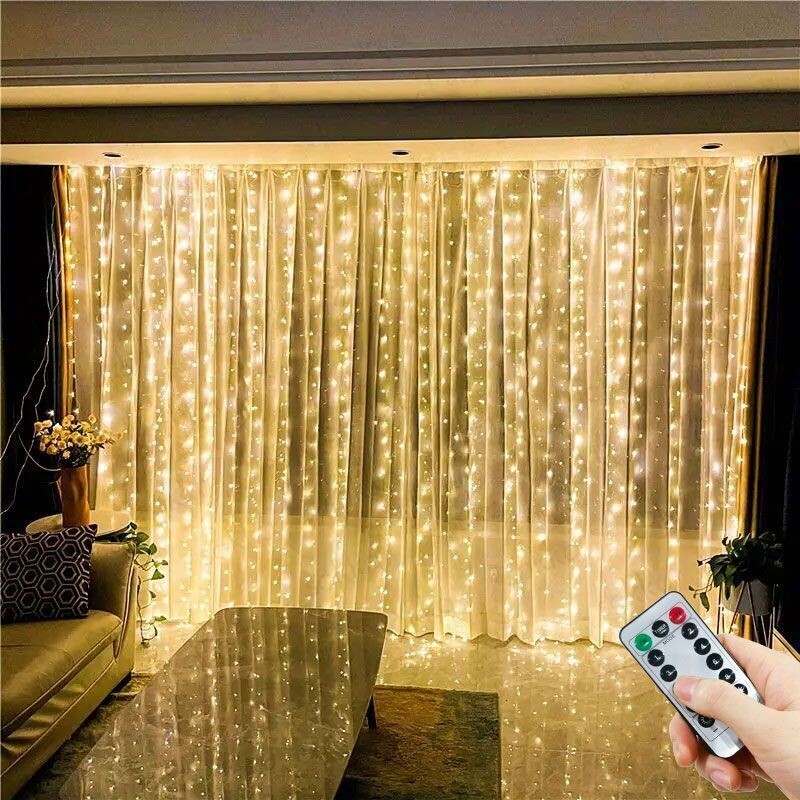 Lumini LED pentru cortină, alimentat prin USB cu telecomandă, nuntă de vacanță, pentru interior, dormitor, pentru petreceri, decorațiuni de Crăciun pentru casă