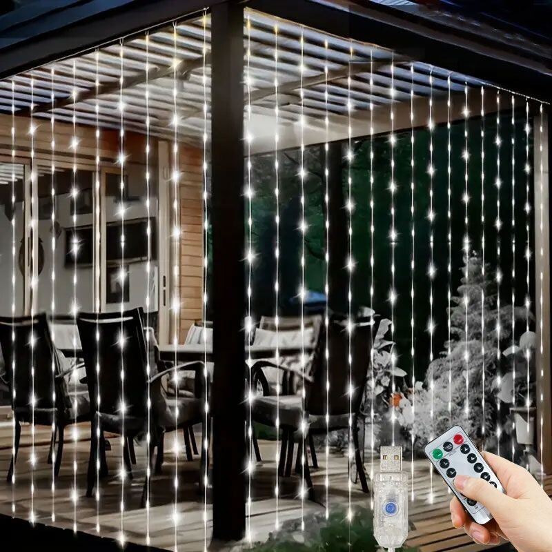 Lumini LED pentru cortină, alimentat prin USB cu telecomandă, nuntă de vacanță, pentru interior, dormitor, pentru petreceri, decorațiuni de Crăciun pentru casă