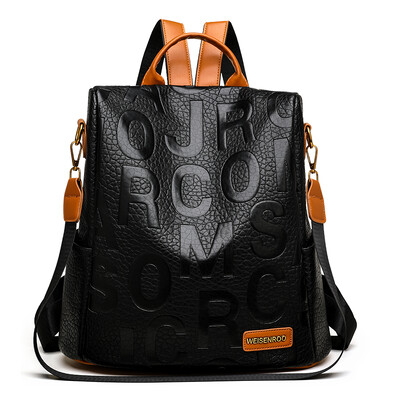 Nove modne luksuzne ženske dizajnerske kožne naprtnjače s ispisom slova velikog kapaciteta, putne torbe na rame, velike školske torbe