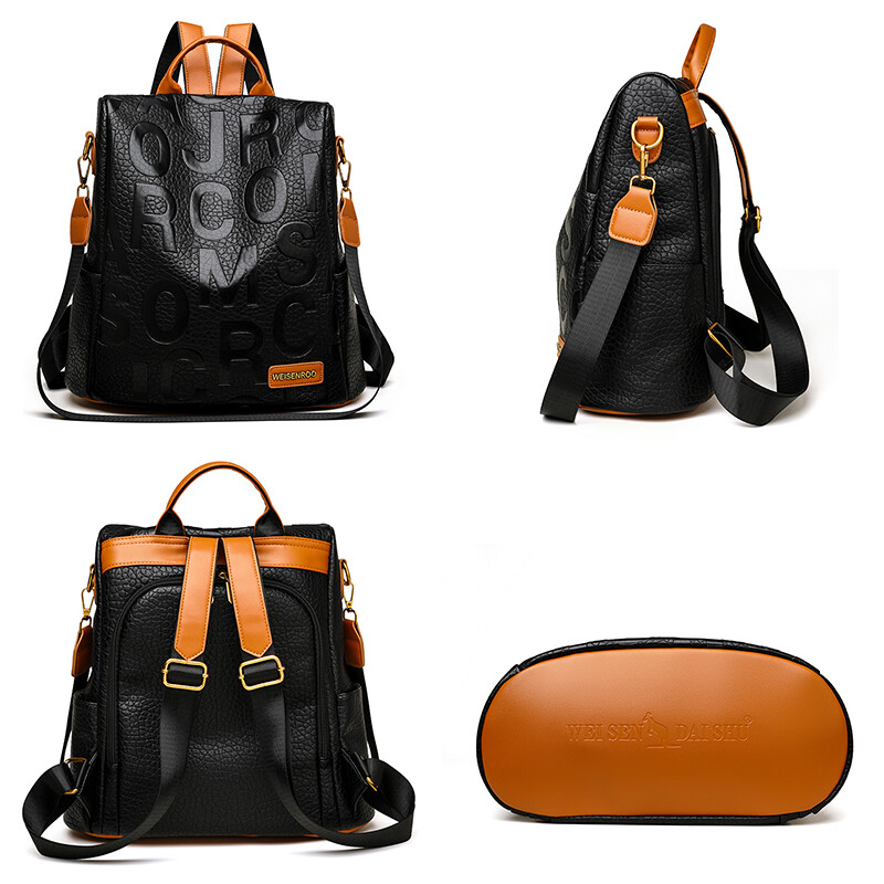 Nove modne luksuzne ženske dizajnerske kožne naprtnjače s ispisom slova velikog kapaciteta, putne torbe na rame, velike školske torbe