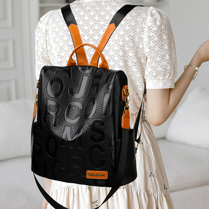 Nove modne luksuzne ženske dizajnerske kožne naprtnjače s ispisom slova velikog kapaciteta, putne torbe na rame, velike školske torbe