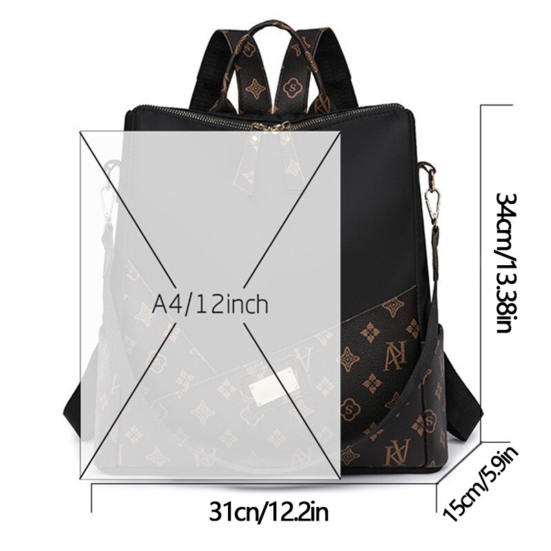 Retro ženska dvonamjenska protuprovalna torba s najlonskim printom velikog kapaciteta, ruksak za putovanja na otvorenom, slobodno vrijeme i modni ruksak