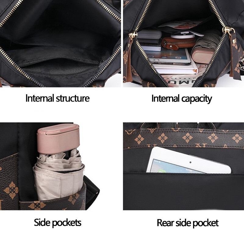 Retro ženska dvonamjenska protuprovalna torba s najlonskim printom velikog kapaciteta, ruksak za putovanja na otvorenom, slobodno vrijeme i modni ruksak