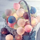 20 LED lampica od pamučne kuglice Božićni ukras za kućnu spavaću sobu 4 cm Led svjetla u boji Blagdanska dekoracija za svadbe