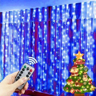 Lumină zână pentru dormitor, acasă, cortină USB Ghirlandă lumini cu LED, decorare, lumini de Crăciun, telecomandă, decorare de Crăciun 2025