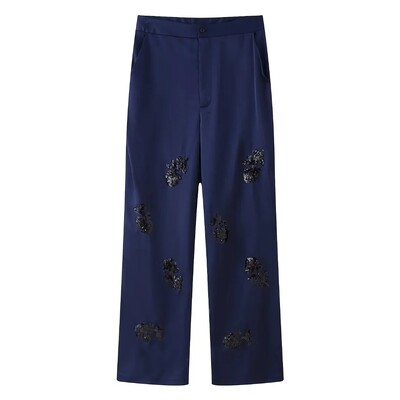 TRAF flitteres nadrág szettek nőknek 2 részes 2024 új divat szatén kimonó kabát női öltöny elegáns kétrészes szett női ruha