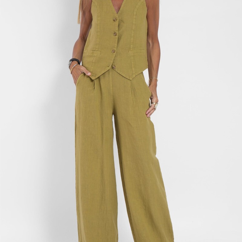 Nou la modă, cu talie înaltă, pantaloni largi, costum pentru femei, ocazional navetă temperament vestă și vestă set 2 piese