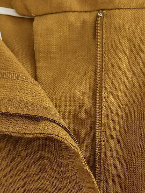 Willshela Set două piese la modă pentru femei, maiouri kaki și pantaloni cu picioare drepte, epocă, cu decolteu în V, costum de pantaloni șic pentru femei, la un singur sân