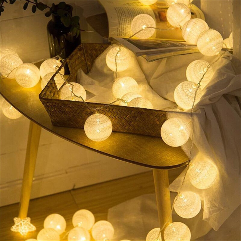 Baterije/USB napajanje 6CM LED pamučne kuglice Girland Fairy Lights 3M 20led Božićne svjetiljke za uređenje blagdanskih svadbi