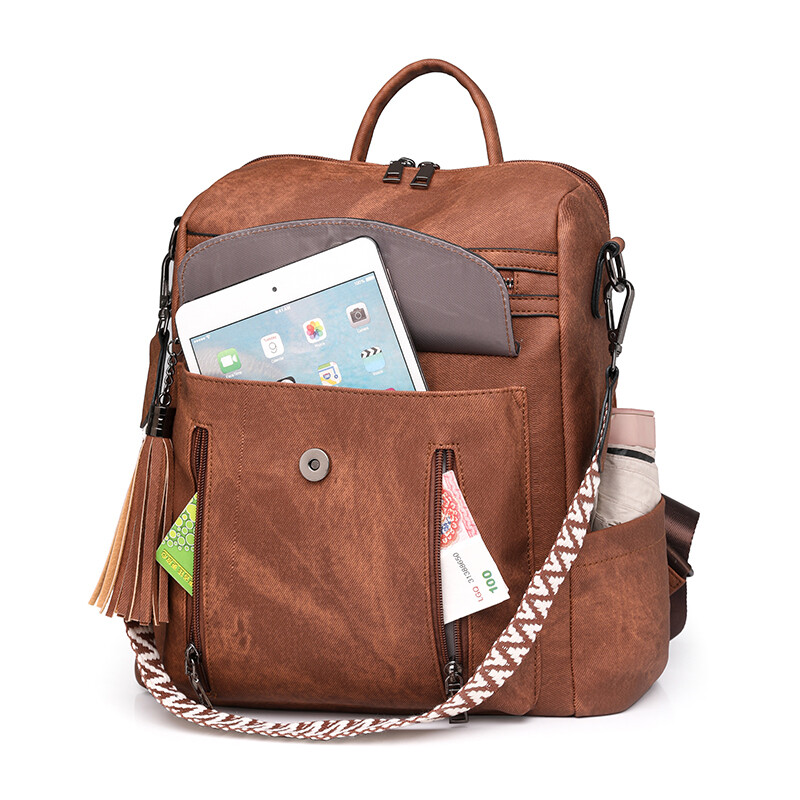 2024. gada jauna modes mugursoma sieviešu ikdienas mugursoma 5 krāsu vegānas ādas plecu soma sievietēm ar rāvējslēdzēju ar magnētisku atloku