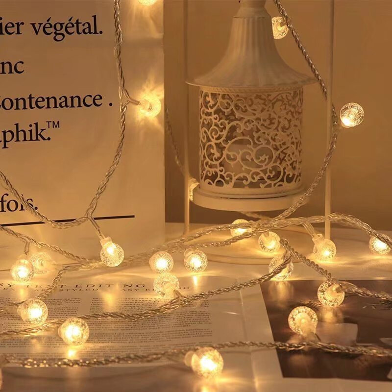 USB 2m kristálygömb karácsonyi zsinór fény hópehely karácsonyfa Izzó Tündér fények Garland Party Otthon Esküvő Karácsonyi dekoráció