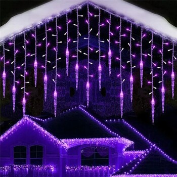 Φωτιστικό LED Χριστουγεννιάτικο στεφάνι String Ice Pillar Curtain Light Garden EU American Standard Plug Navidad