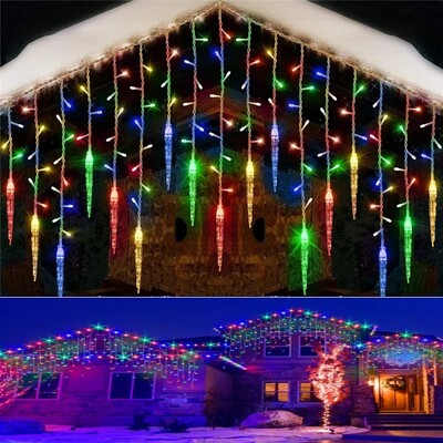 Coroană de Crăciun cu LED șir de lumină pentru stâlp de gheață Cortina de lumină Stradă Grădină Fișă standard americană UE Navidad