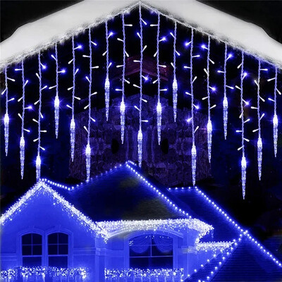 LED karácsonyi koszorú fényfüzér jégoszlop függöny lámpa utcai kert EU amerikai szabványos csatlakozó Navidad