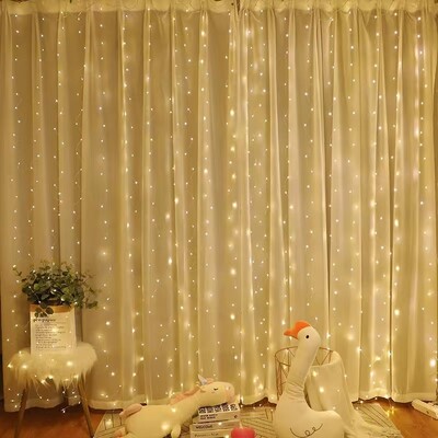 Ghirlanda cortina LED sir de lumini Decoratiune de festival 8 moduri Telecomanda USB de vacanta Nunta Lumini de zâne Lumină de Crăciun
