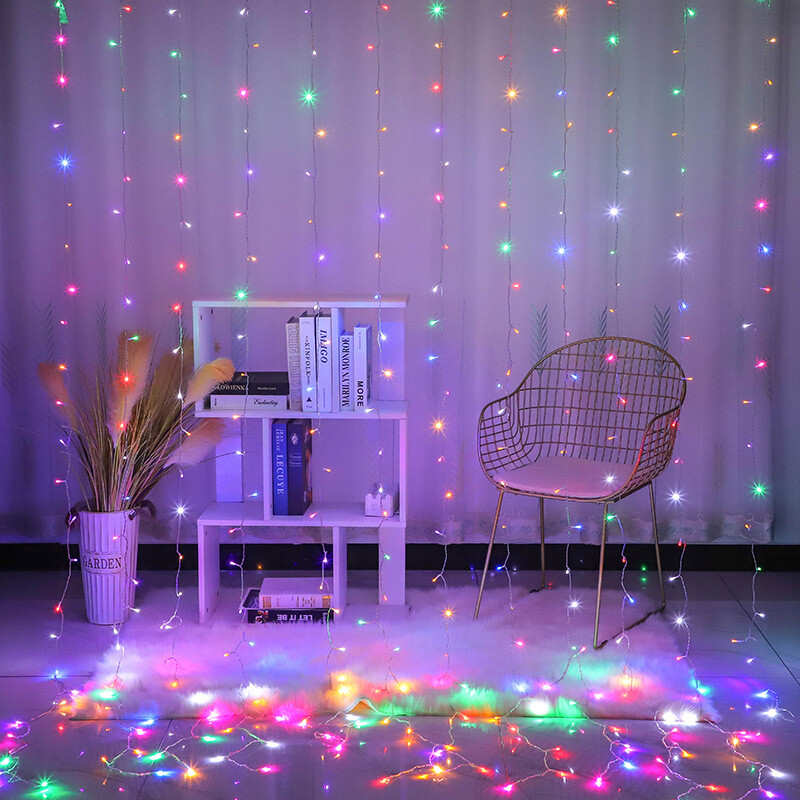 Ghirlanda cortina LED sir de lumini Decoratiune de festival 8 moduri Telecomanda USB de vacanta Nunta Lumini de zâne Lumină de Crăciun