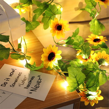 2M 20LEDs με μπαταρία Sunflower Fairy Lights Home Διακοσμητικά LED String Lights Τεχνητό λουλούδι Χριστουγεννιάτικο φωτιστικό γιρλάντα