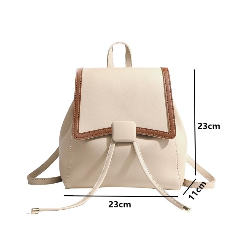 Luksusa sieviešu aukliņu atloks Modes mugursomas Izturīgas kontrasta krāsas Ādas Plecu somas Studentu skolas somas Rokassomas