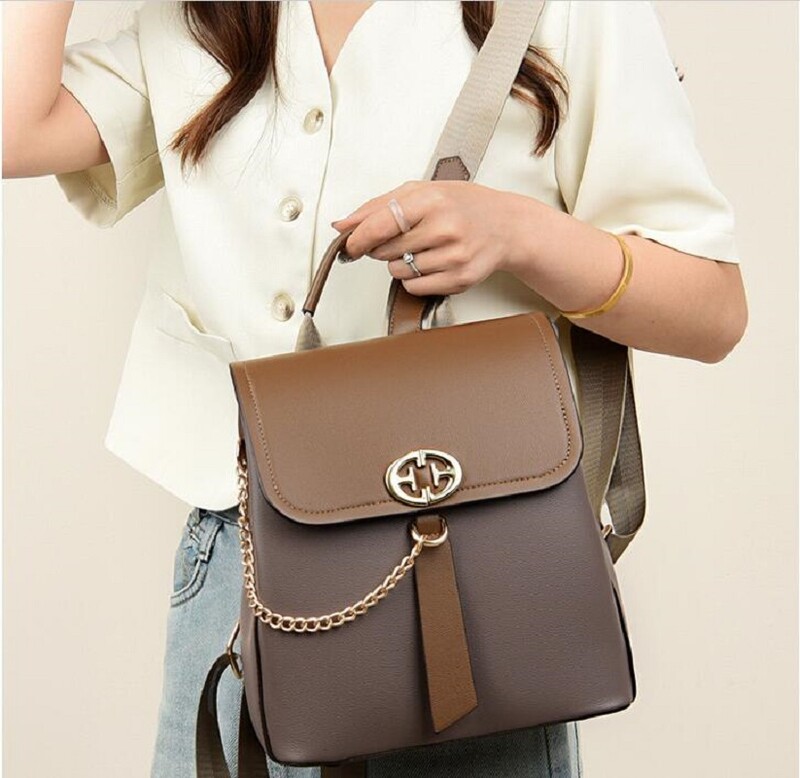 Jaunas sieviešu augstas kvalitātes ādas Trvael mazas mugursomas Modes ķēdes Dizaineru lielas ietilpības plecu somas Totes Crossbody soma