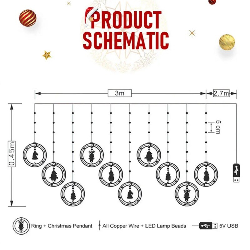 10LED Kalėdų pasakų lemputės Kalėdų Senelio lango dekoravimas Šviesų stygos Kalėdų dovana Navidad Naujųjų Metų namų dekoravimas