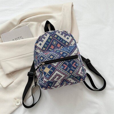 Ženski ruksak s patentnim zatvaračem, prijenosni školski ruksak u etničkom stilu velikog kapaciteta, podesiva mini torba za rame za odrasle