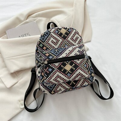 Ženski ruksak s patentnim zatvaračem, prijenosni školski ruksak u etničkom stilu velikog kapaciteta, podesiva mini torba za rame za odrasle