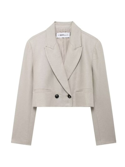 TRAF művászon női szettek 2024 őszi csukló ujjú két gombos blézer irodakabát Crop top shorts öltönyök övvel Y2K