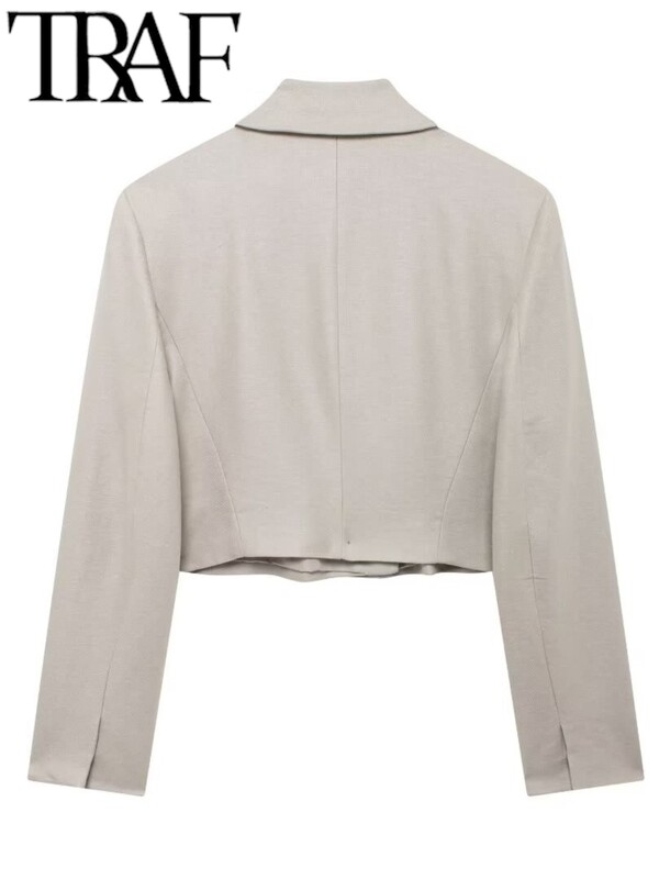 TRAF művászon női szettek 2024 őszi csukló ujjú két gombos blézer irodakabát Crop top shorts öltönyök övvel Y2K