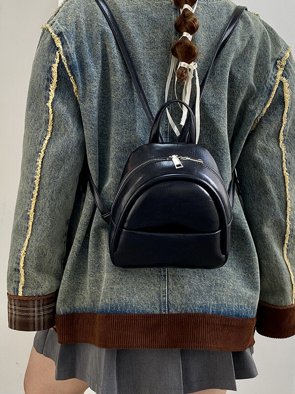 Jednobojni ženski mini ruksak, modna pu kožna ženska dvostruka torba na rame, jednostavne, ležerne, male ručne torbice, torbica