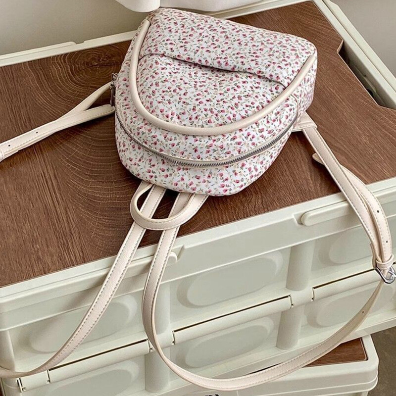 Mini rucsac pentru femei noi, geantă de umăr din piele PU cu imprimeu de flori coreeane, decorare pentru fete dulci, rucsac pentru doamnă, ghiozdan mic de călătorie