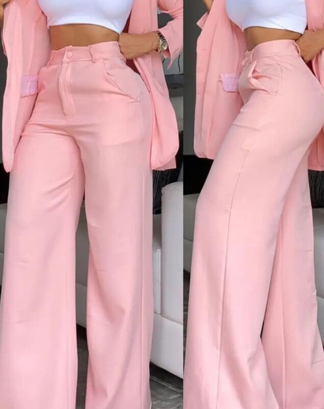 Ženski elegantni sako, novi jesenski modni ženski kaput s urezanim ovratnikom i hlače s džepnim dizajnom, dvodijelni komplet za posao i posao