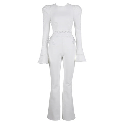 Ženski zimski stil, seksi crno-bijeli dvodijelni komplet zavoja dugih rukava, 2021. Modni ženski set slavnih dizajnera za zabavu