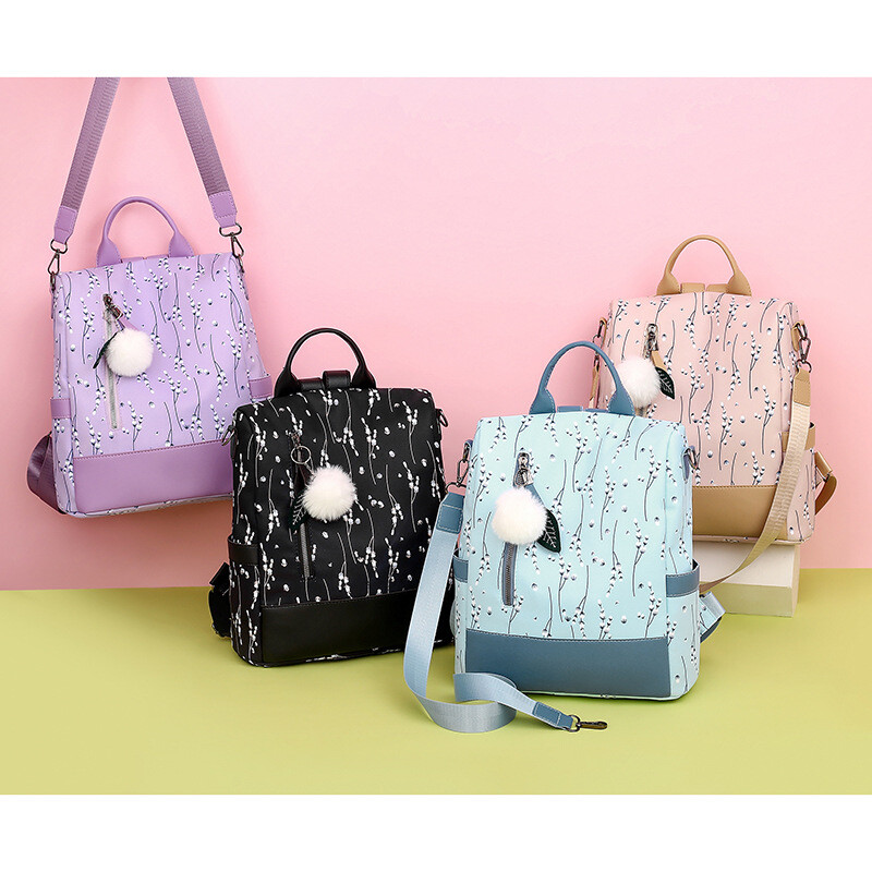 Modni cvjetni ruksak s printom za žene, školska torba velikog kapaciteta, tinejdžerska vodootporna oxford ruksak, putna torba s kuglicom kose