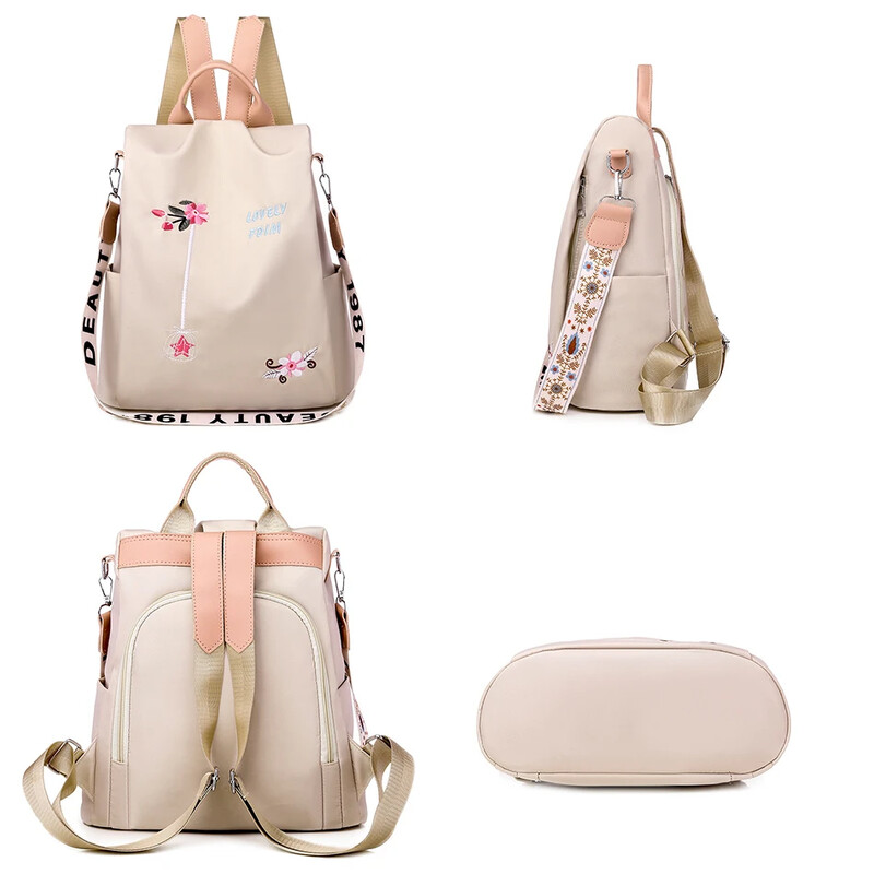 Rucsac Oxford rezistent la apă pentru femei, la modă, ocazional, cu broderie