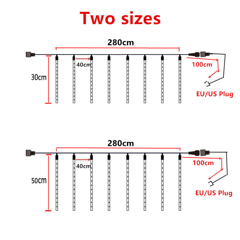 30/50 cm LED meteorų dušas girlianda Kalėdų eglutė Fairy String Lights Lauko Vestuvių Šventės Gatvės dekoro Navidad užuolaidų žibintai