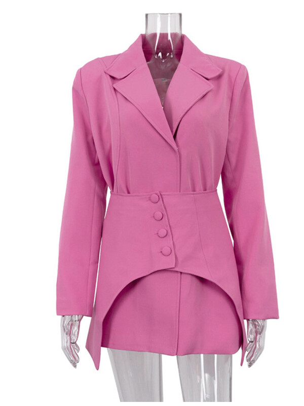 Elegáns szoknya, kétrészes női szett 2024 tavaszi lehajtható galléros hosszú ujjú ingek magas derekú gombos mini szoknyák női öltöny