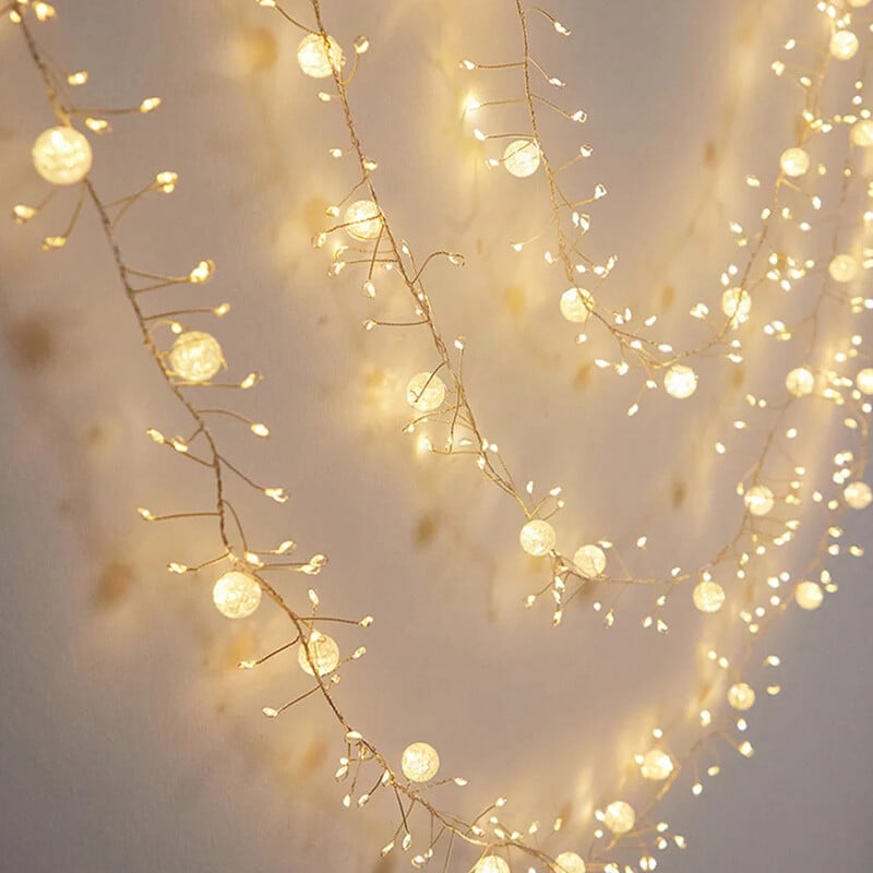 6M 400 LED fejerverkų rinkinys girlianda Fairy Lights lauko krištolinis traškėjimas kamuoliukas kalėdinis styginis kiemo langų dekoravimui