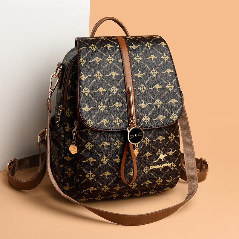 Női hátizsák tervező Kiváló minőségű bőr női táska Luxus divatnyomtatás Macskabojt iskolatáskák Nagy kapacitású hátizsákok