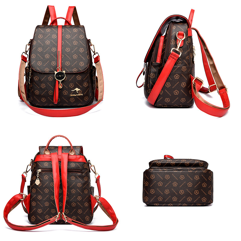 Női hátizsák tervező Kiváló minőségű bőr női táska Luxus divatnyomtatás Macskabojt iskolatáskák Nagy kapacitású hátizsákok